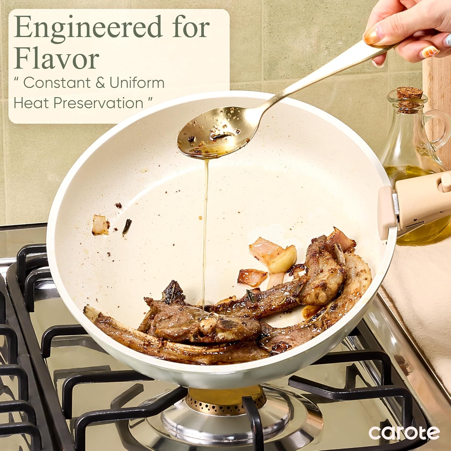 Carote SnapFit Space-Saving Removable-Handle Cookware Set