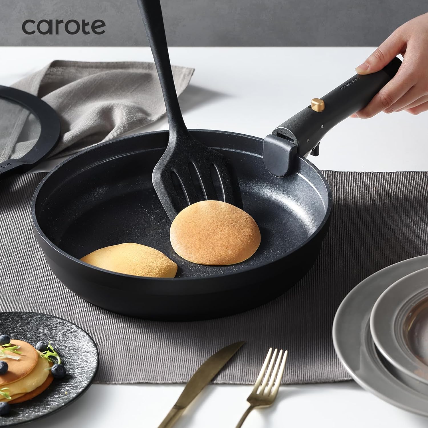 CAROTE 20pcs Pots and Pans Set Non Stick, Nonstick Cookware Set, Dishwasher/Oven/Fridge Safe Pots and Pans, Removable Handle RV Oven Safe Cookware, Induction Kitchen Set, Black