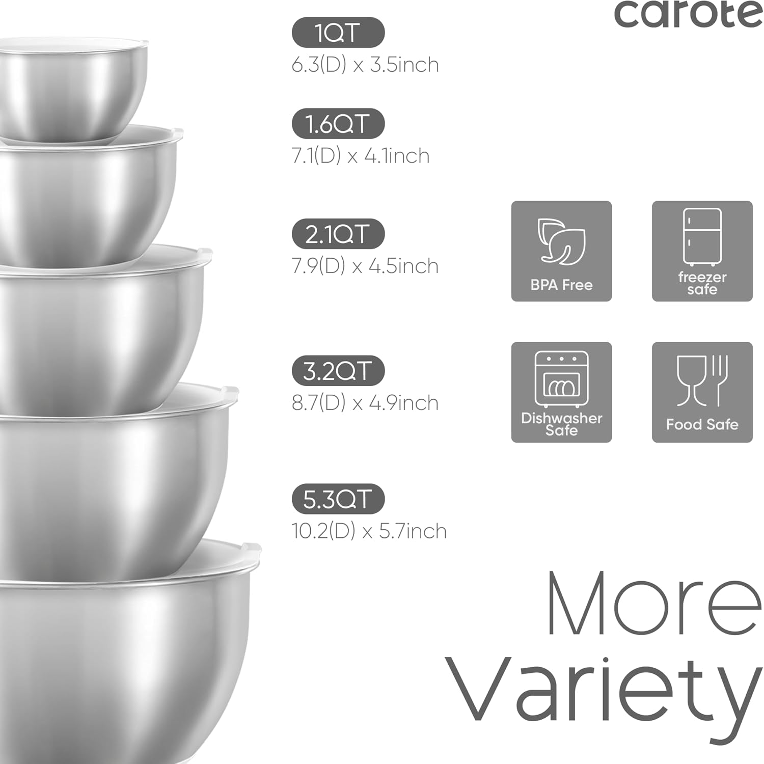 Carote ProPrep Stainless Bowl Set
