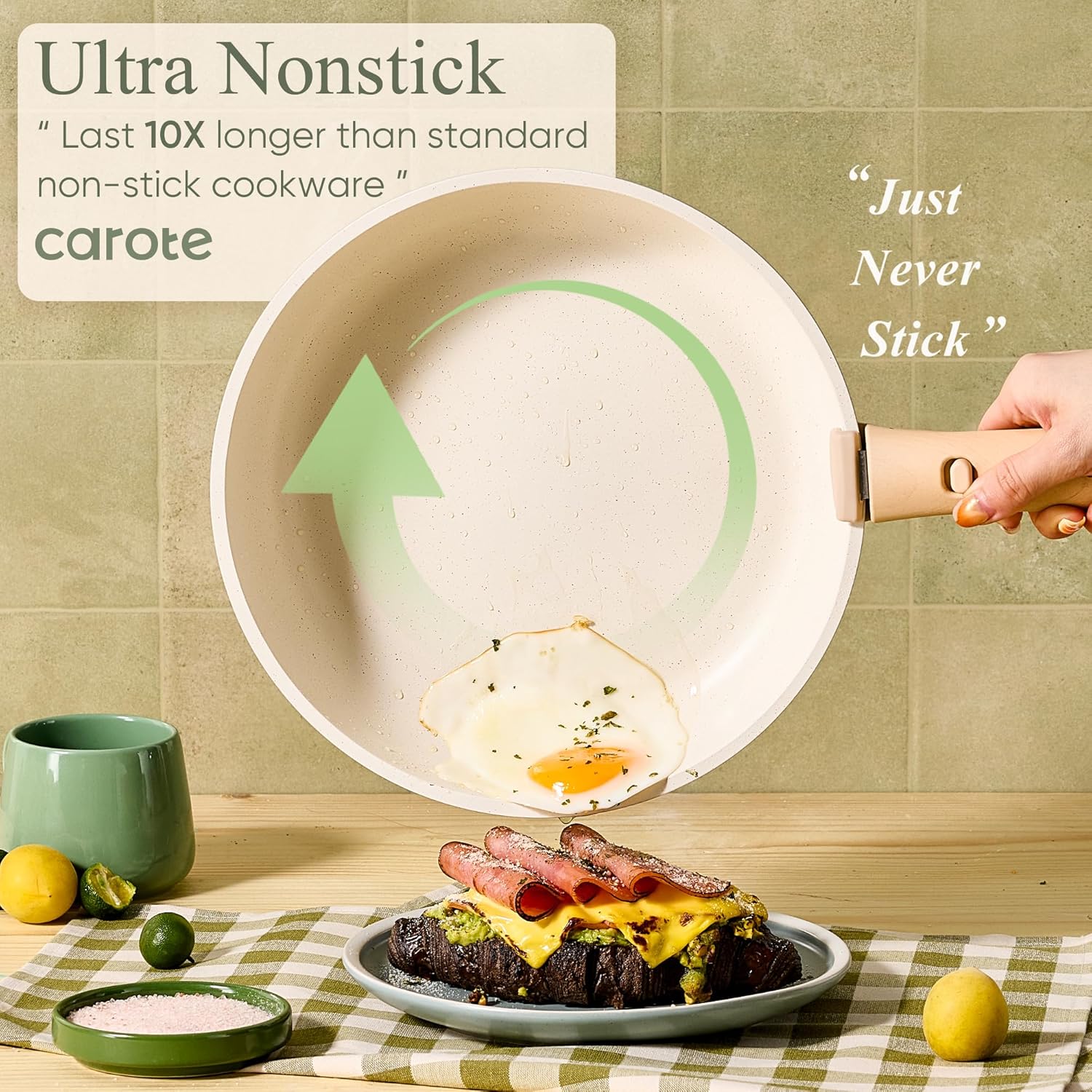 Carote SnapFit Space-Saving Removable-Handle Cookware Set
